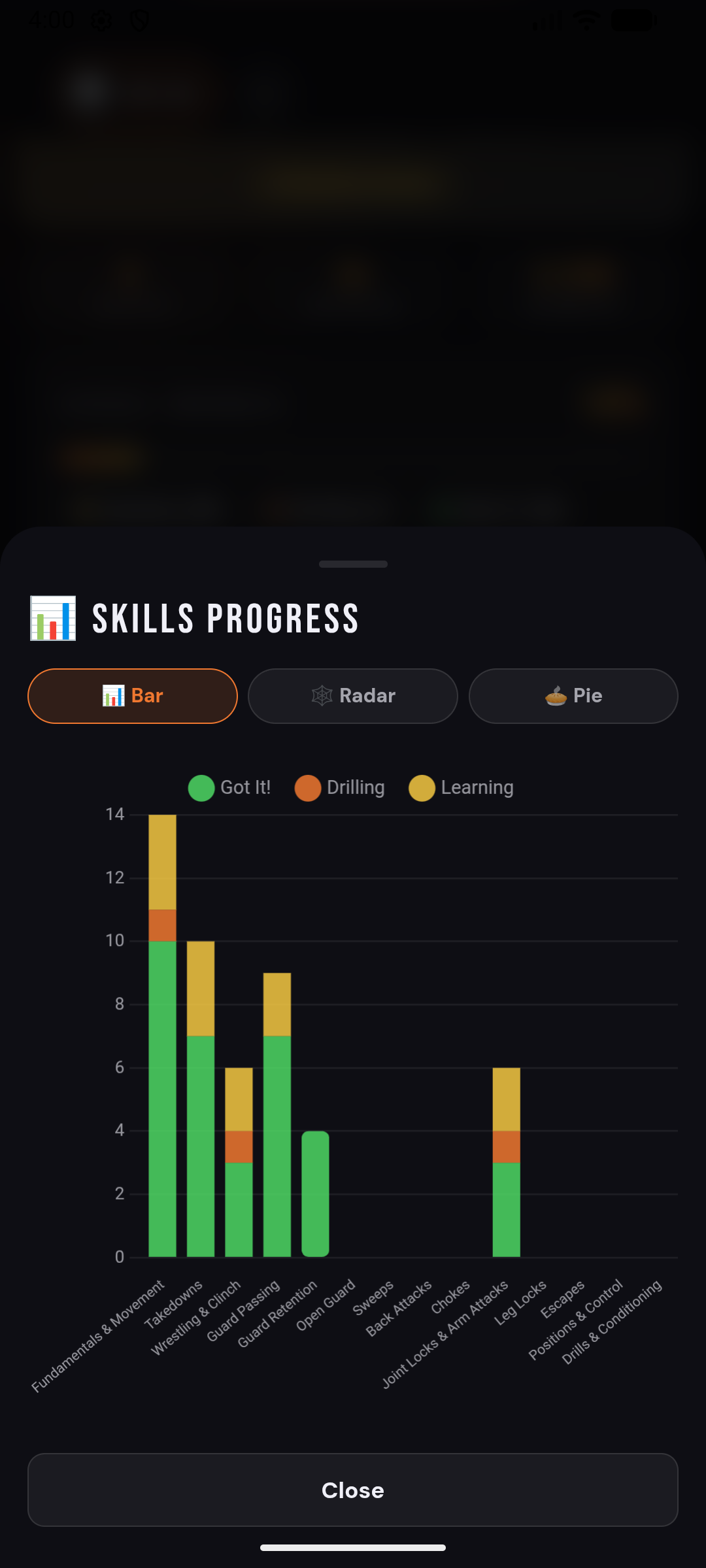 Skills progress chart