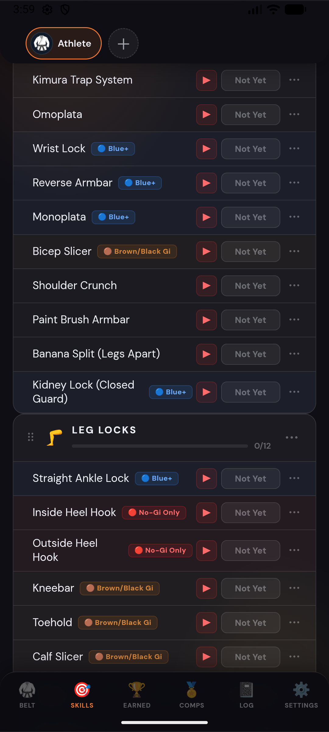 Skills library screen